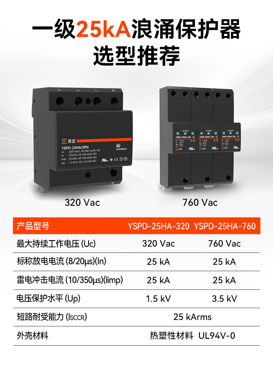 一級(jí)25kA浪涌保護(hù)器選型推薦-易造 一級(jí)25kA浪涌保護(hù)器選型推薦-易造